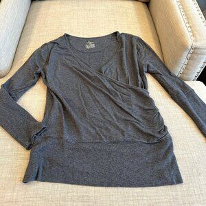 Women's Soma Leisure Cross Over Top Long Sleeves Gray Soft M